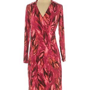 J.Jill  XS Pink Tropical print Faux Wrap dress